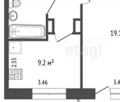 1-комн, 38кв м, этаж 7/9 ул Космонавтов, 25
