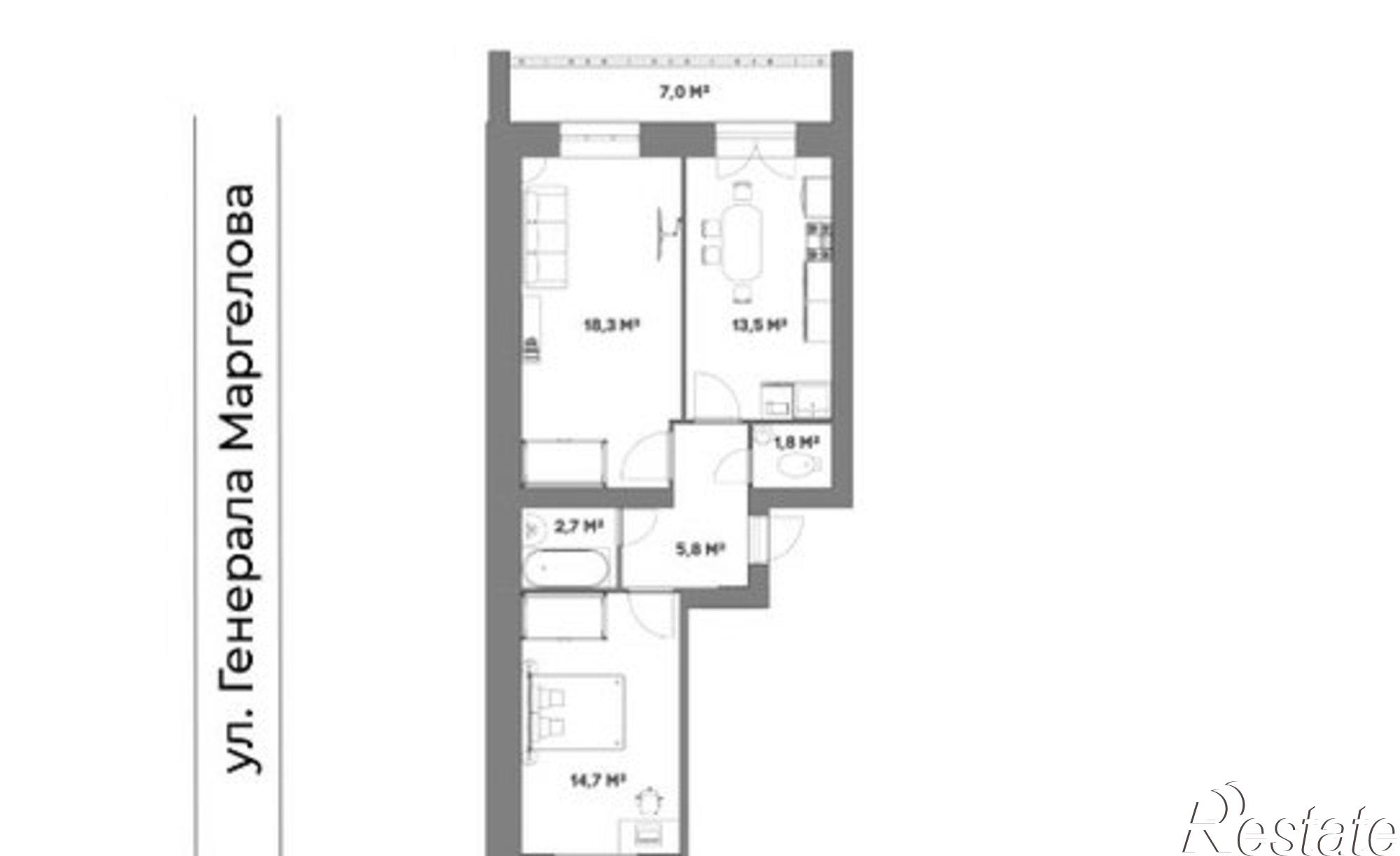 Купить квартиру за 4 824 000 рублей на улица Комкора Хрипина, 2