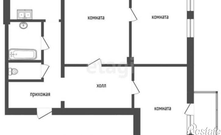 3-комн квартира улица Маланова, 6/1а,  д. 6/1а