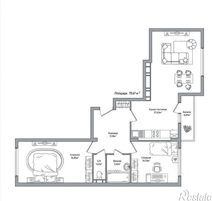 2-комн квартира г Ярославль, ул Брагинская, д 18 к 4