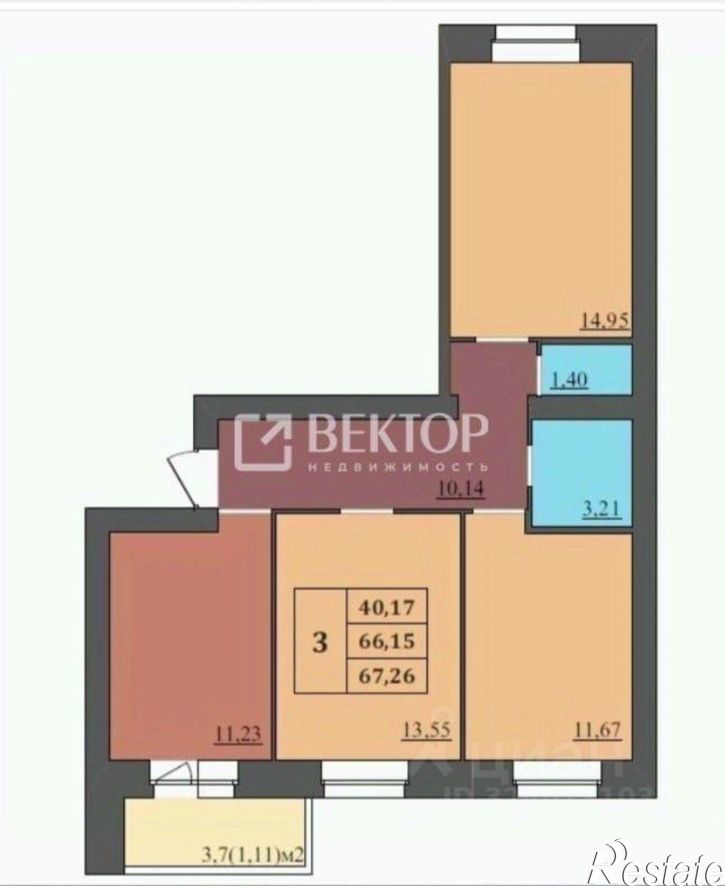 3-комн квартира улица Комкора Хрипина