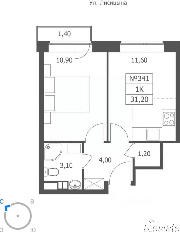 1-комн квартира в новом доме ул Большая Октябрьская, 85,  д. 85