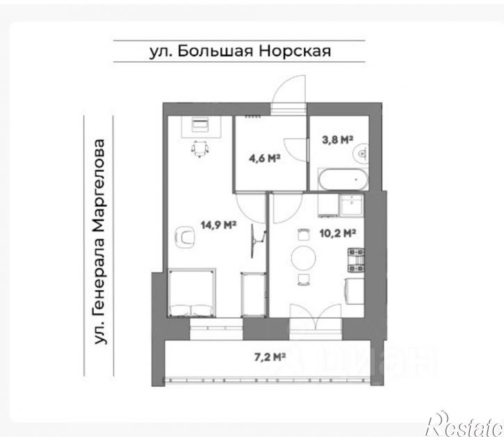 1-комн квартира Ленинградский пр-кт, 98,  д. 98