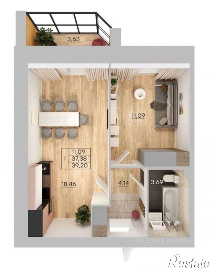 1-комн квартира ул Минина, 6,  д. 6