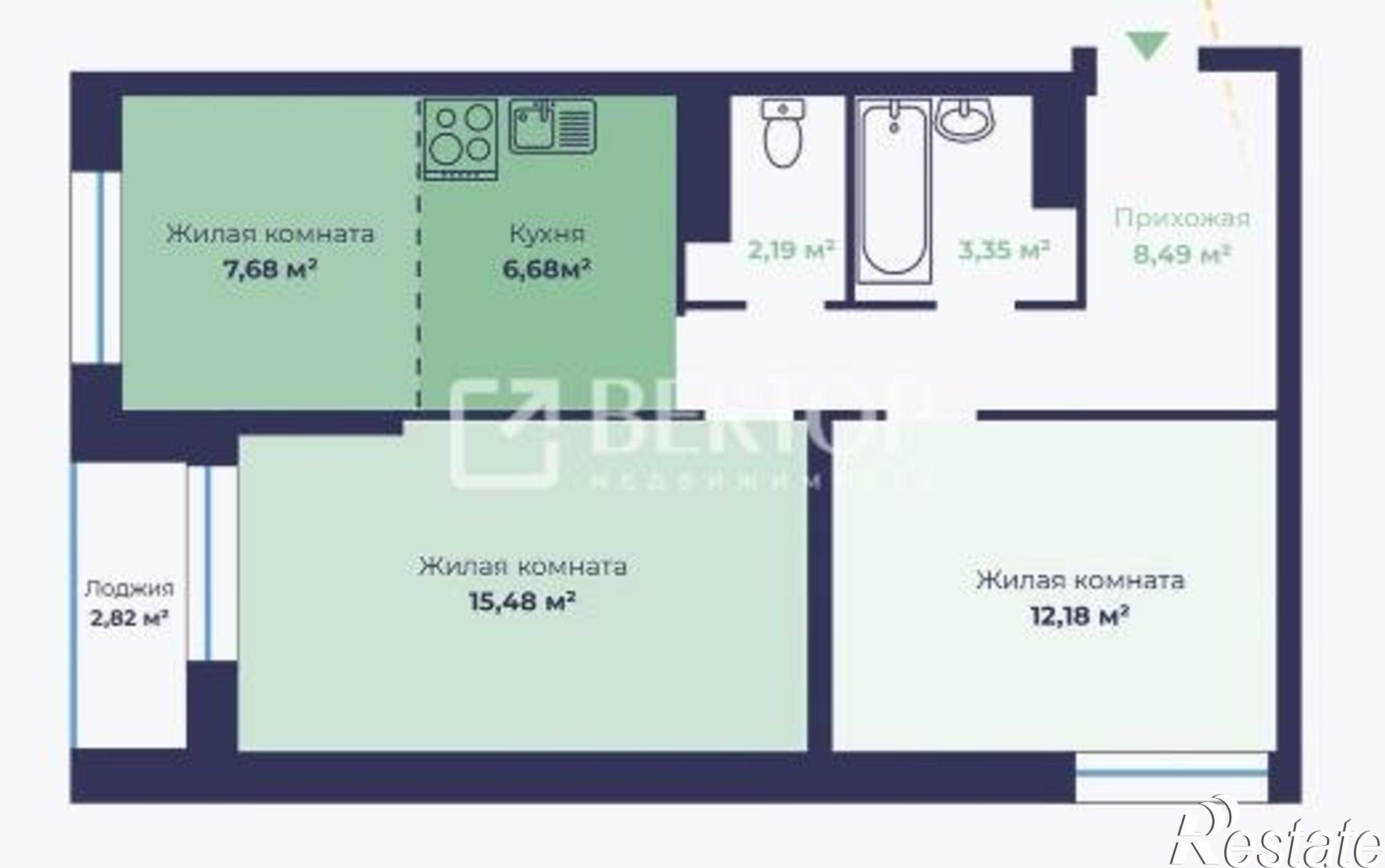 Купить квартиру за 6 243 000 рублей на Чернопрудная улица, 15