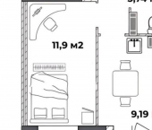 1-комн, 39кв м, этаж 5/15 ул Старая Костромская, 4