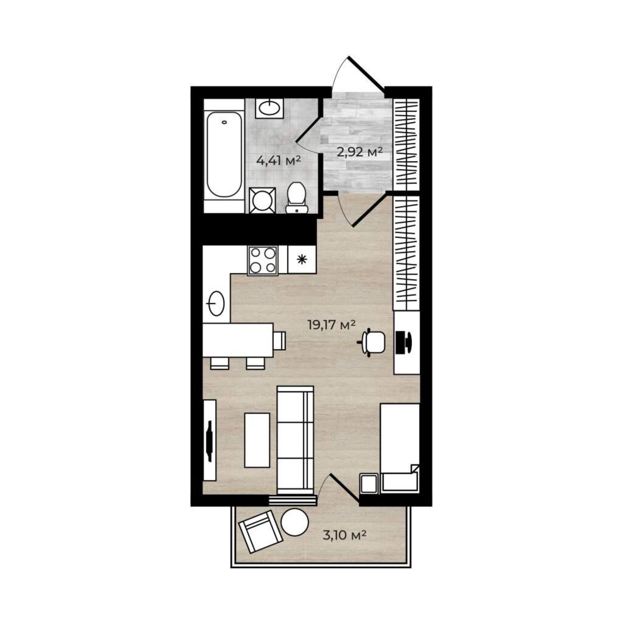 Купить студию за 2 550 000 рублей на Строителей улица, д.18