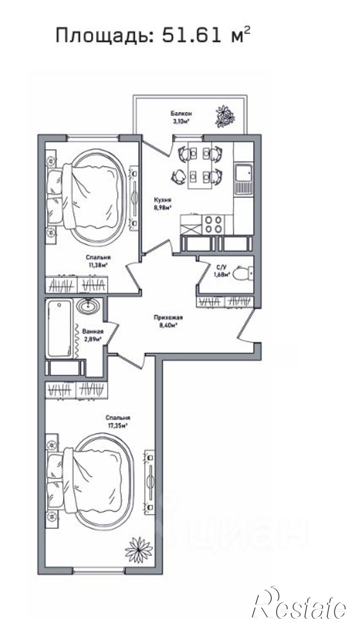 Купить квартиру за 4 480 000 рублей на ул Строителей, 20