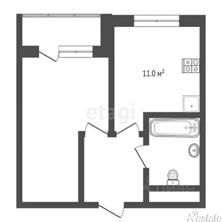 1-комн квартира 2-я Мельничная улица, 37А,  д. 37А