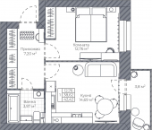 1-комн, 42.42 кв м, этаж 5/9 Тормозное шоссе, д.1