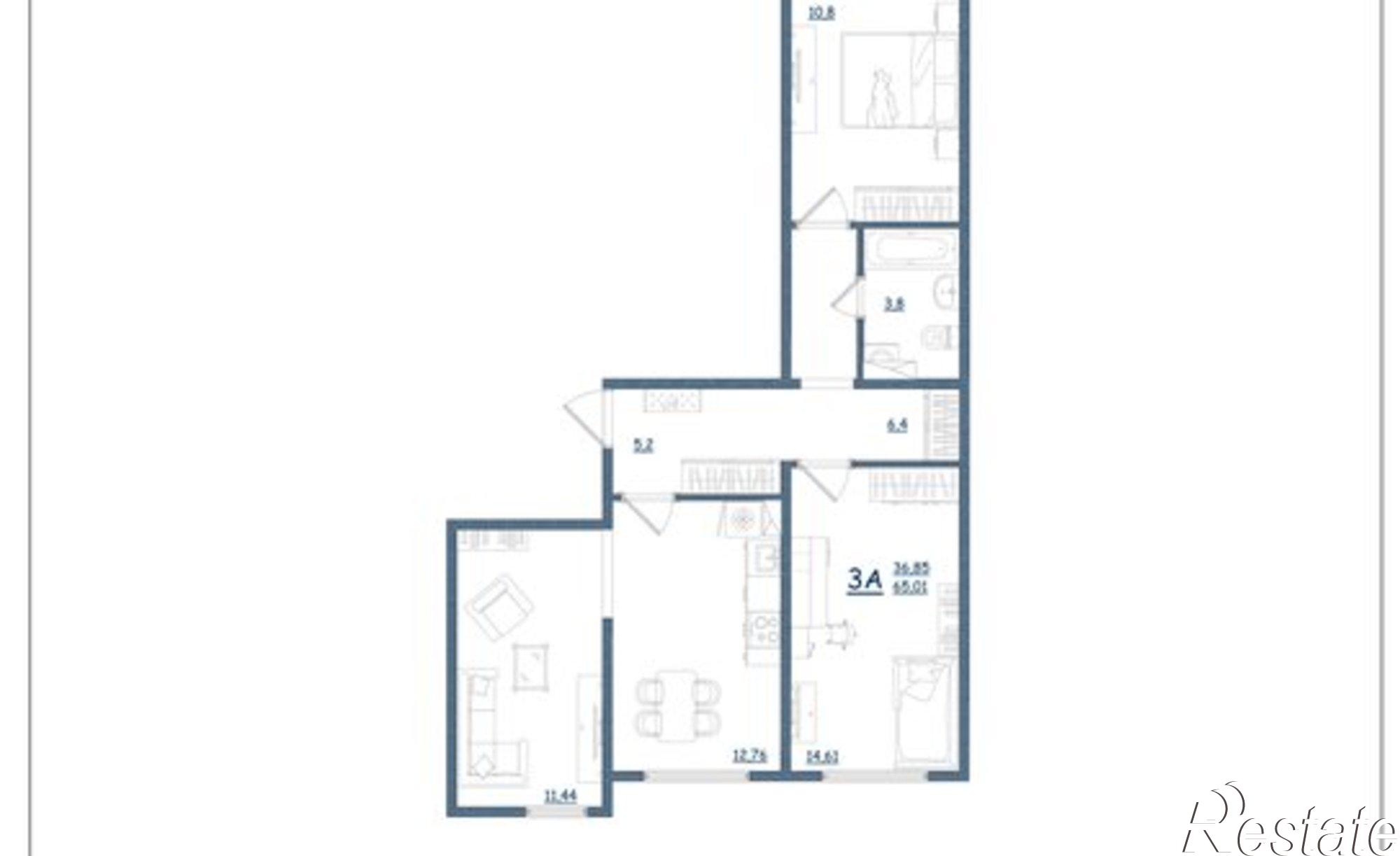 Купить квартиру за 8 151 080 рублей на Дядьковская улица, 16а