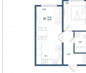 2-комн, 37кв м, этаж 17/17 Дядьковская улица, 16а