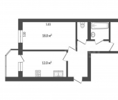 2-комн, 61кв м, этаж 2/4 Реактивный проезд, 2А