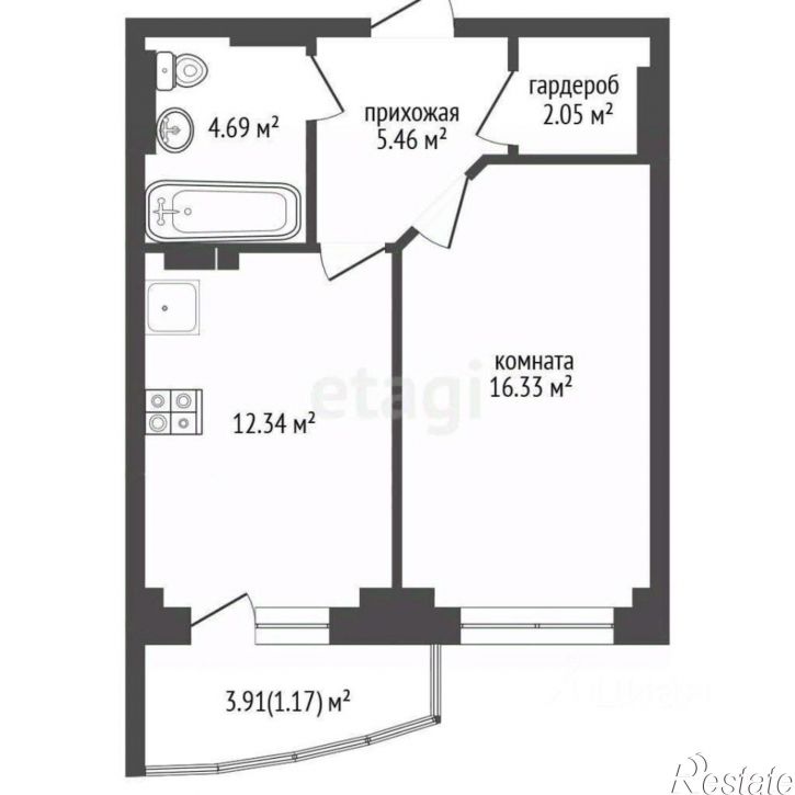 1-комн квартира Балтийская улица, 3,  д. 3