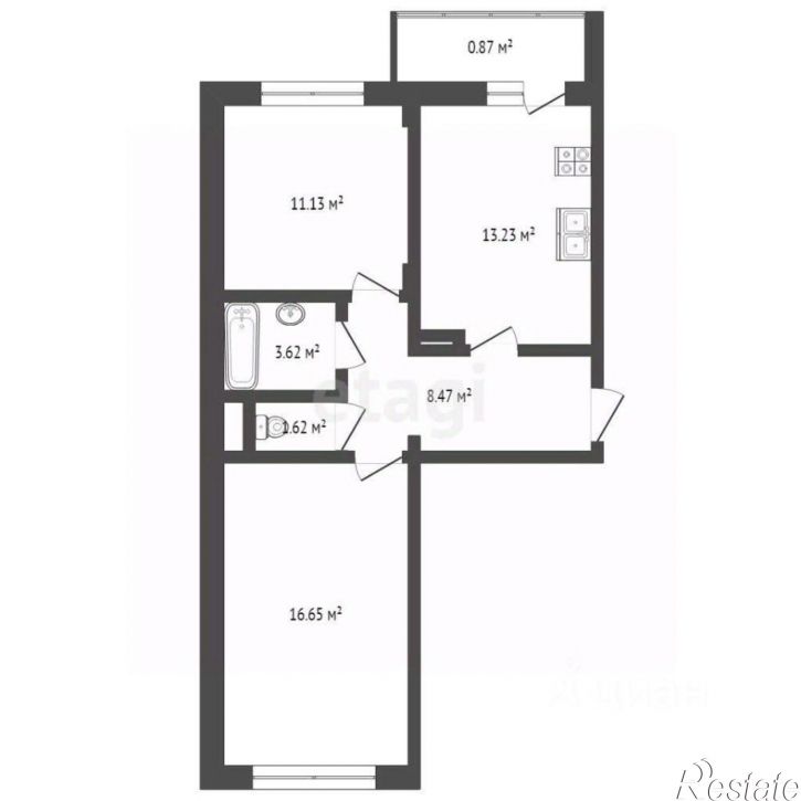 2-комн квартира в новом доме Брагинская улица, 18 к2,  д. 18 к2