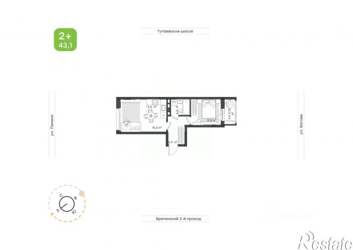 1-комн квартира в новом доме Тутаевское шоссе, 93Б,  д. 93Б