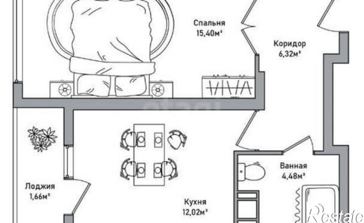 1-комн квартира в новом доме Дядьковская улица, 30
