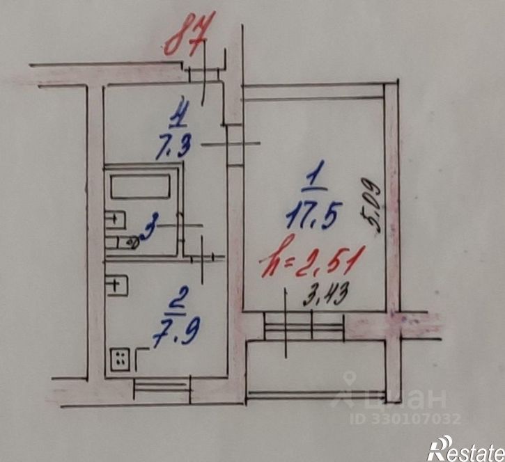 1-комн квартира 1-я Тормозная улица, 54 к2,  д. 54 к2