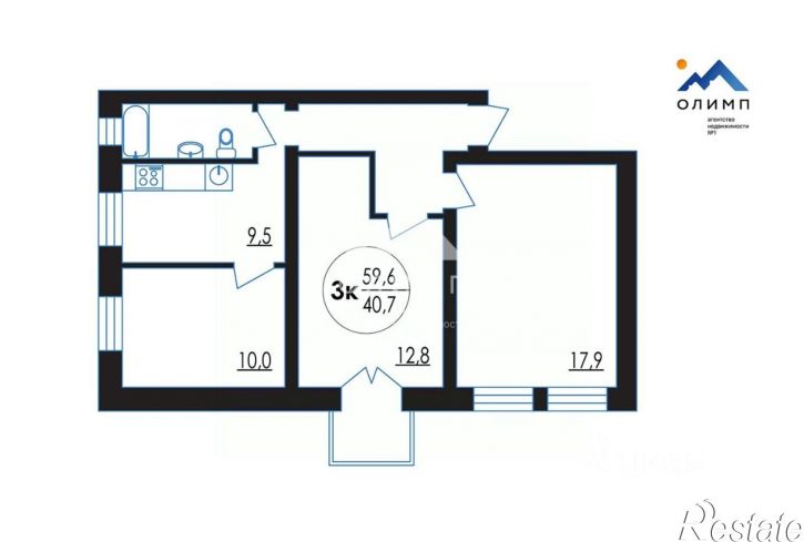 3-комн квартира ул Рыкачева, 10,  д. 10