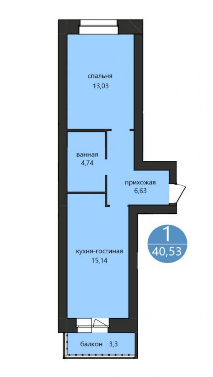 1-комн квартира в новом доме 1-я Приволжская ул., 1