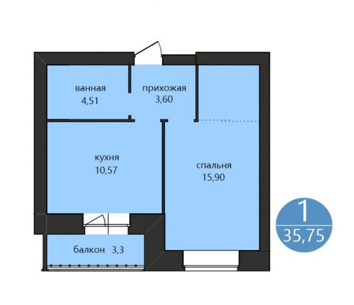 1-комн квартира в новом доме 1-я Приволжская ул., 1
