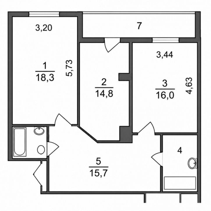 2-комн квартира Лизы Чайкиной ул, 7