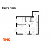 2-комн, 56 кв м, этаж 3/17 район Сокол, 1-й микрорайон, ЖК Волга Парк, 2В