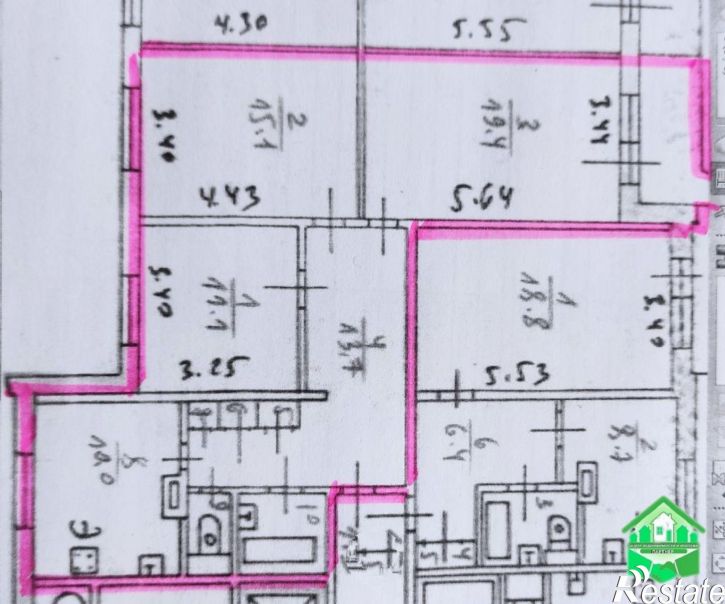 3-комн квартира Папанина ул, 8