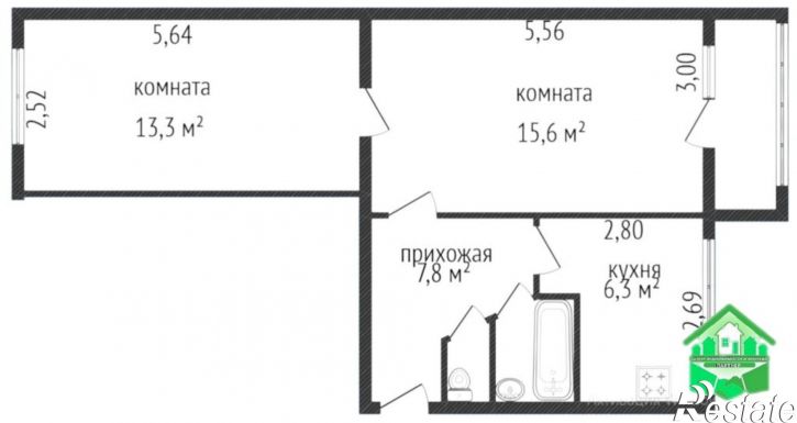 2-комн квартира Авиаторов пр-кт, 80