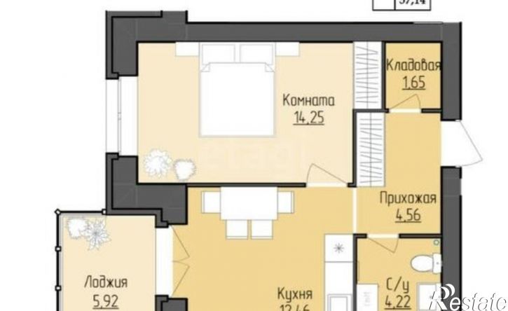 1-комн квартира в новом доме Ильинский пер, 19,  д. 19