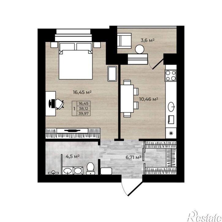 1-комн квартира Энергетиков улица, д.10
