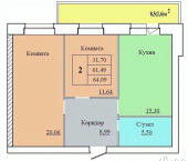 2-комн, 64 кв м, этаж 11/12 ул Белинского, 17А