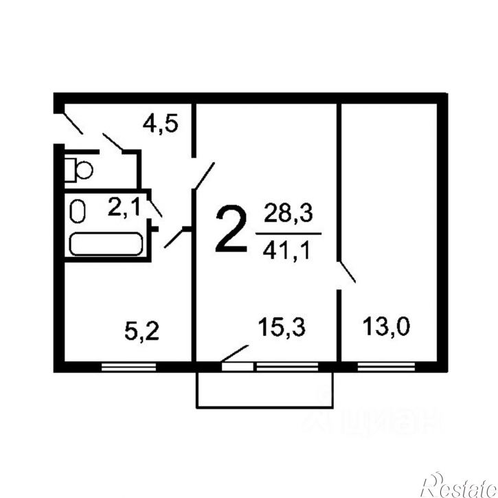 2-комн квартира ул Юности, 14,  д. 14