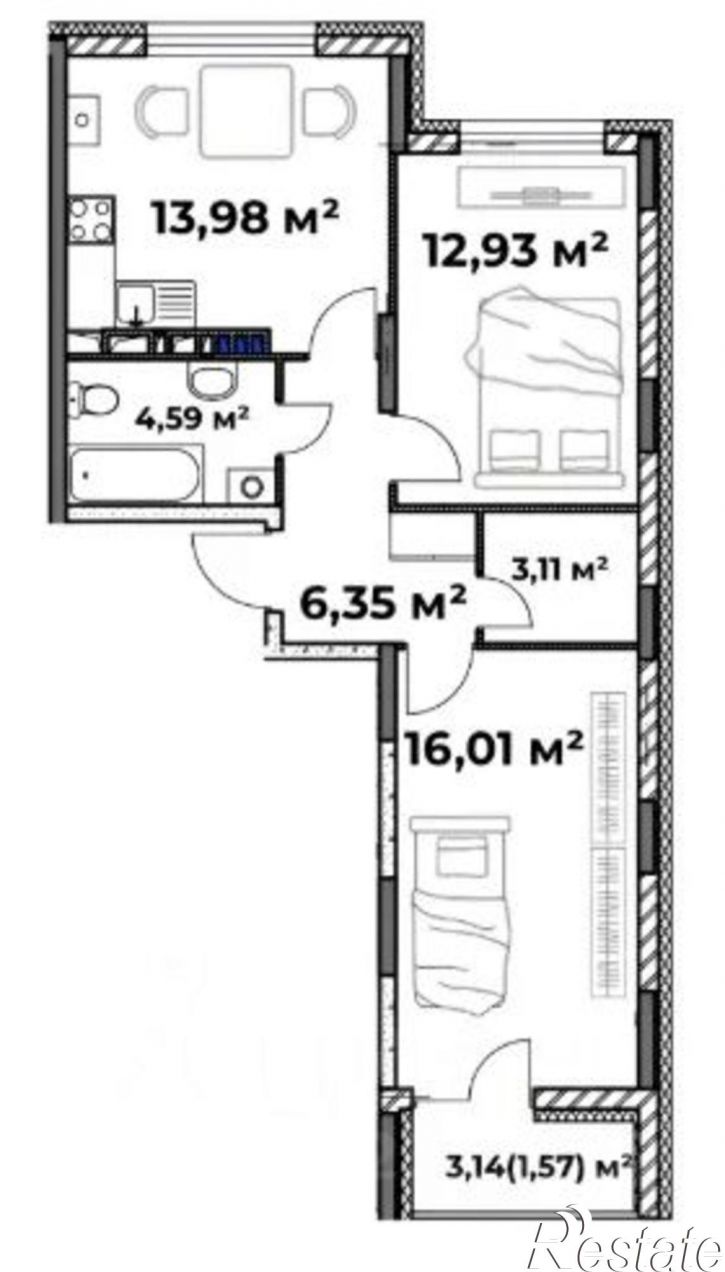 2-комн квартира ул Костромская, 5,  д. 5
