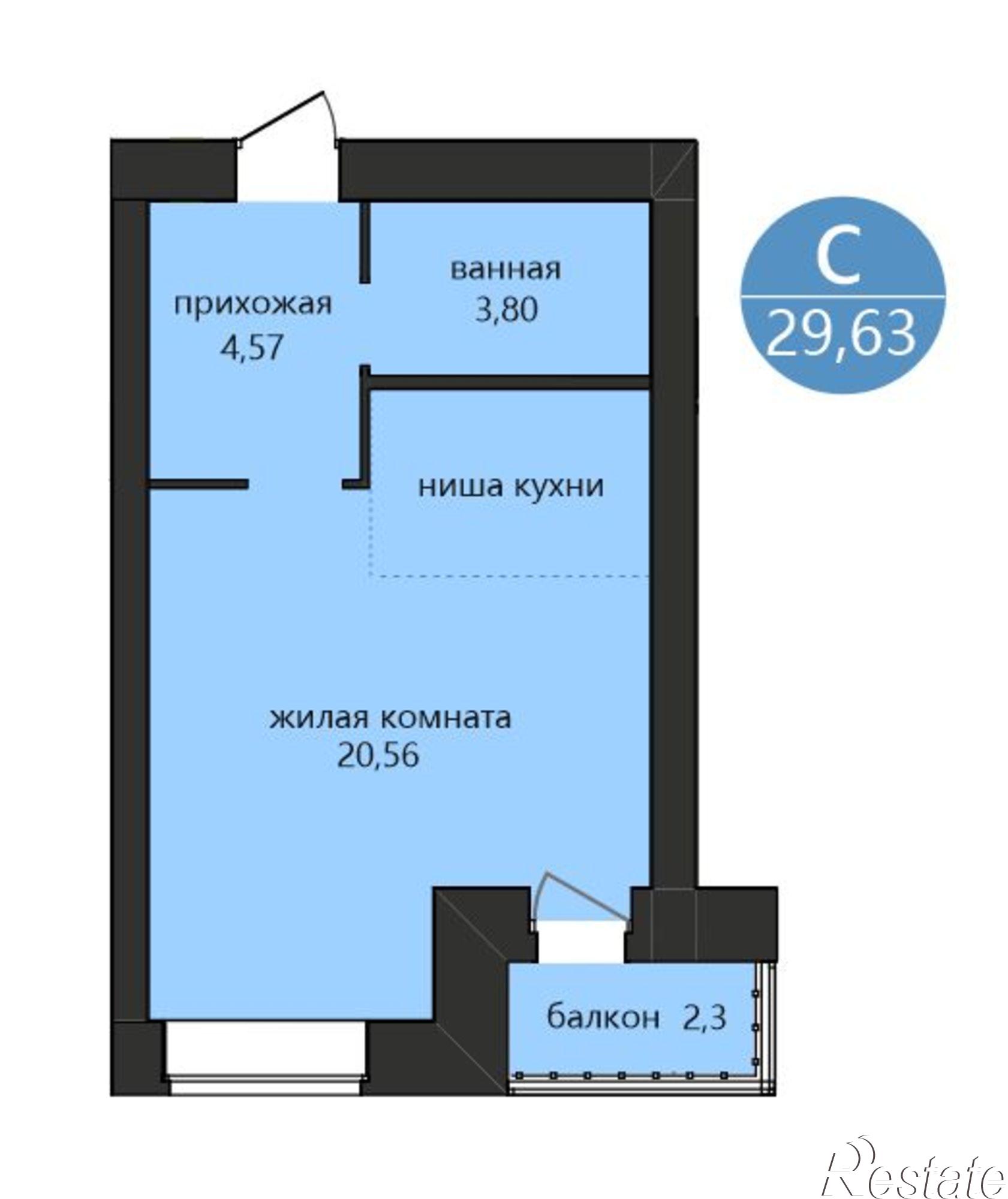 Купить студию за 4 280 000 рублей на 1-я Приволжская ул., 1
