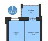 1-комн, 41.23 кв м, этаж 5/9 1-я Приволжская ул., 1