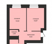 2-комн, 58.15 кв м, этаж 11/12 1-я Приволжская ул., 1