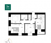 3-комн, 67 кв м, этаж 7/12 ул Комкора Хрипина, 3 5