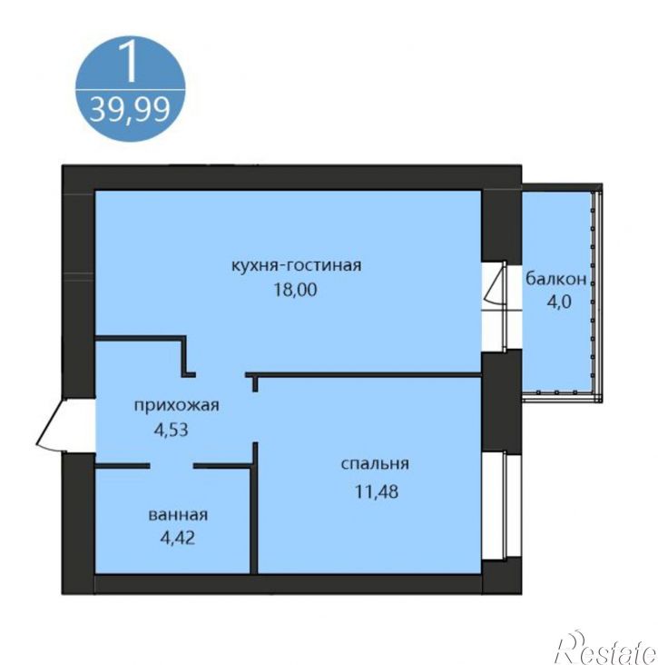 1-комн квартира в новом доме 1-я Приволжская ул., 1