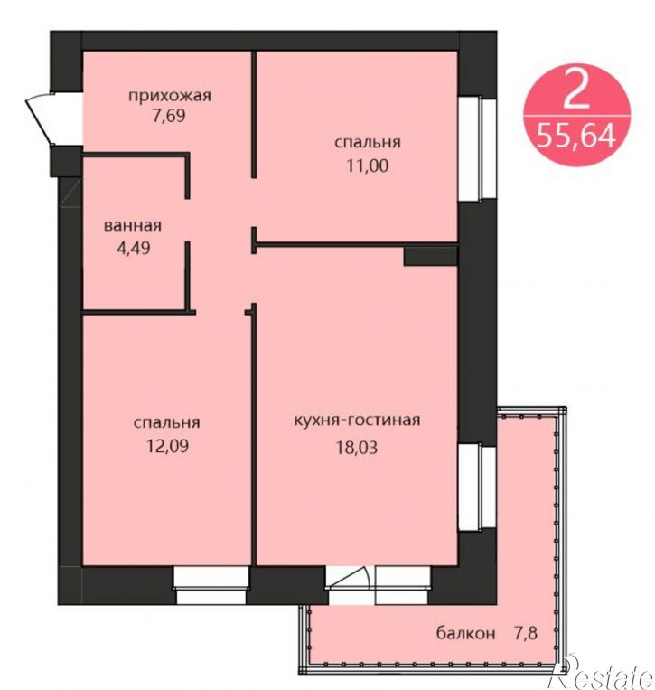 2-комн квартира в новом доме 1-я Приволжская ул., 1