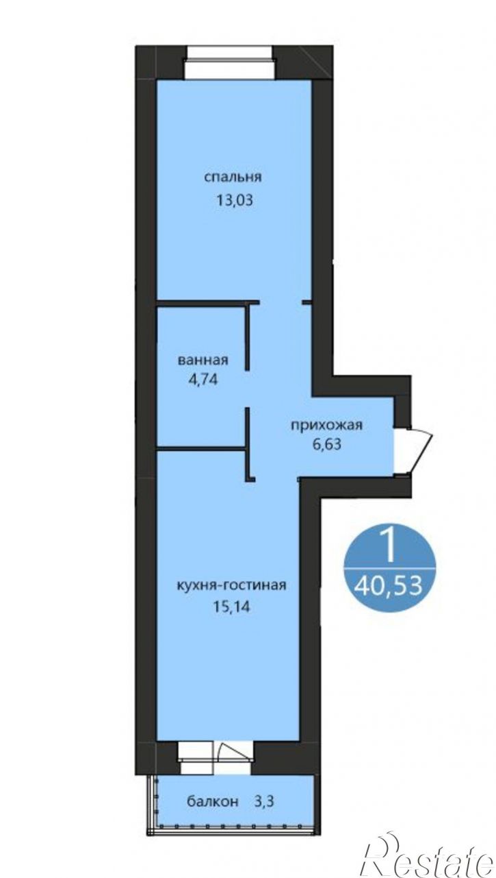 1-комн квартира в новом доме 1-я Приволжская ул., 1