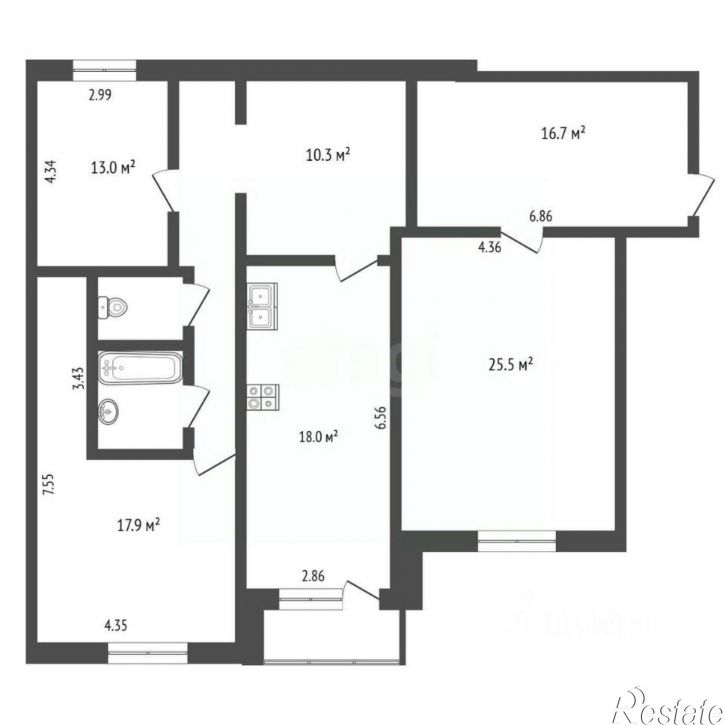 3-комн квартира ул Звездная, 9 3,  д. 9 3,  к. 3
