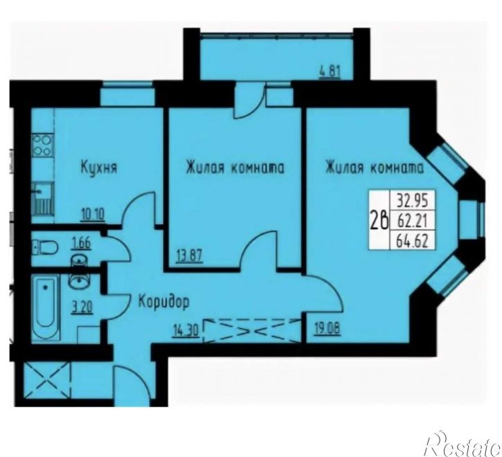 2-комн квартира Калинина улица, д.32