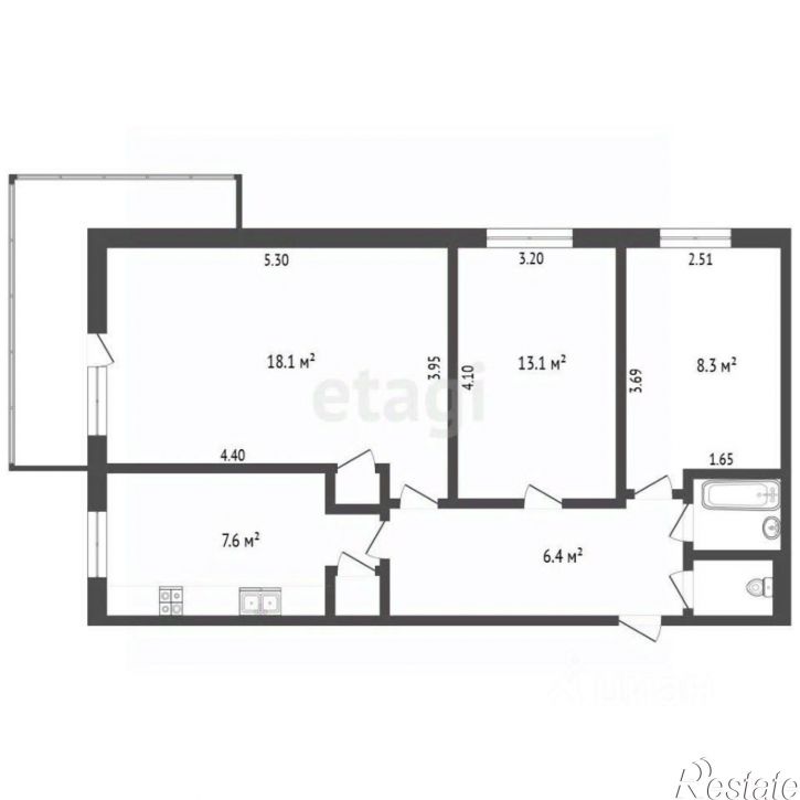 3-комн квартира пр-кт Дзержинского, 57,  д. 57