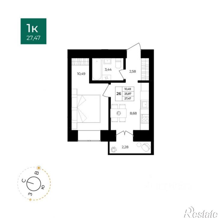 1-комн квартира в новом доме ул Комкора Хрипина, 3 5,  д. 3 5,  к. 5