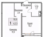 1-комн, 42 кв м, этаж 1/17 ул Льва Толстого, 42