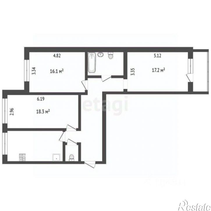 3-комн квартира
