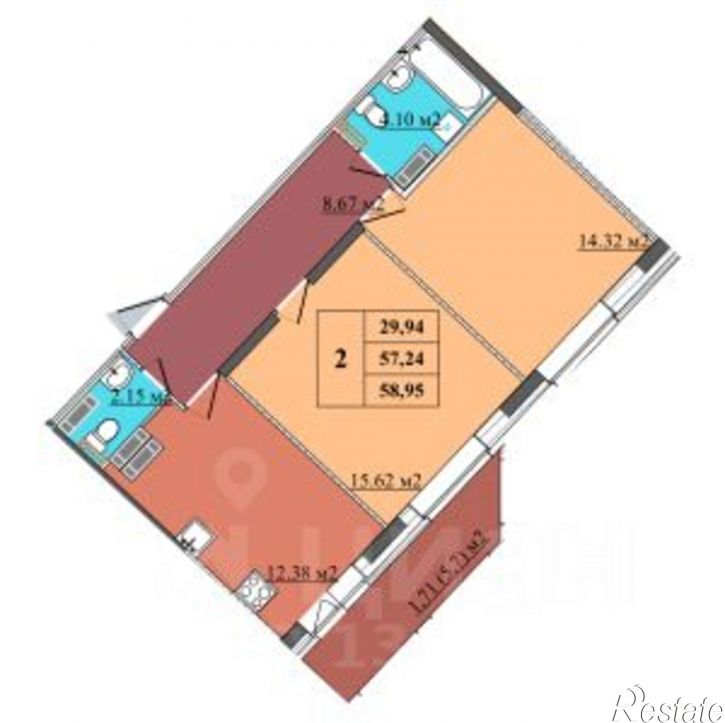2-комн квартира в новом доме ул Большие Полянки, 3,  д. 3