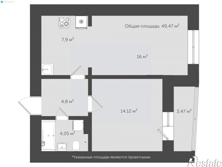 1-комн квартира в новом доме пер 1-й Слепнева, 1Б,  д. 1Б