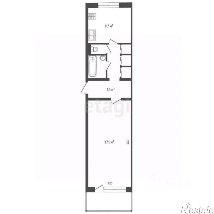1-комн квартира ул Красноборская, 41 3,  д. 41 3,  к. 3